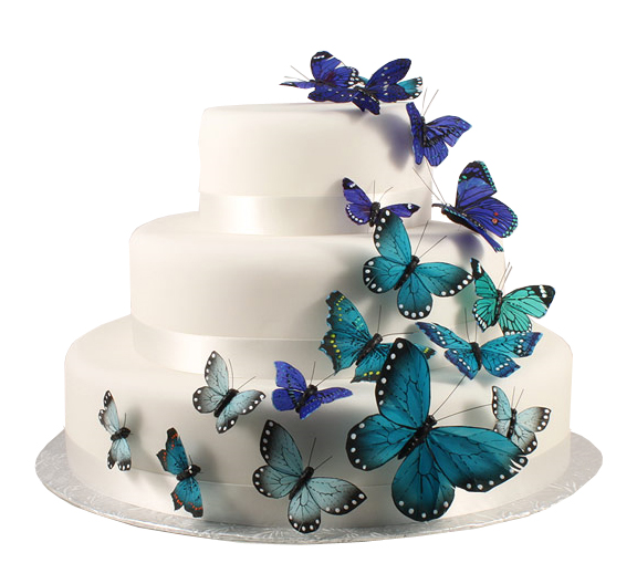 Hand Painted Something Blue Butterfly Cake Decoration (2 Dozen)
